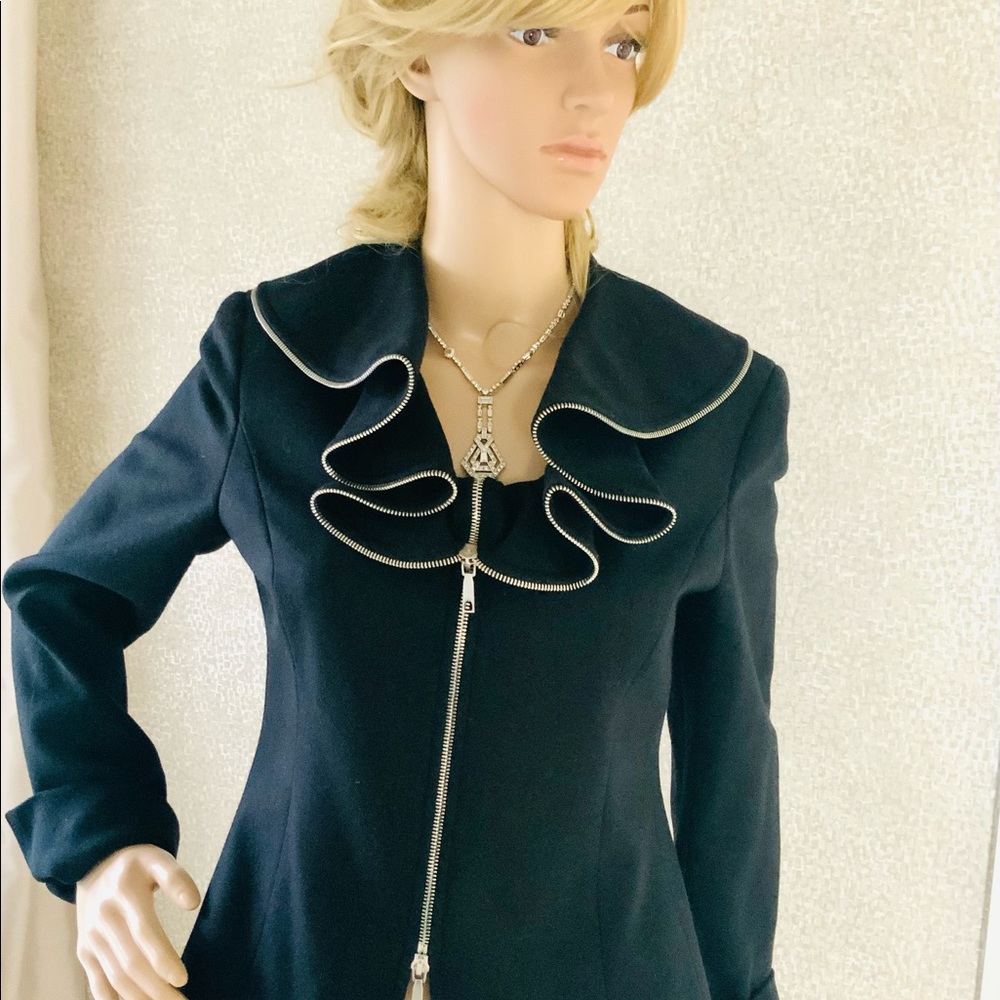 Lafayette 148 black wool jacket zipper accents 4 - Picture 2 of 16